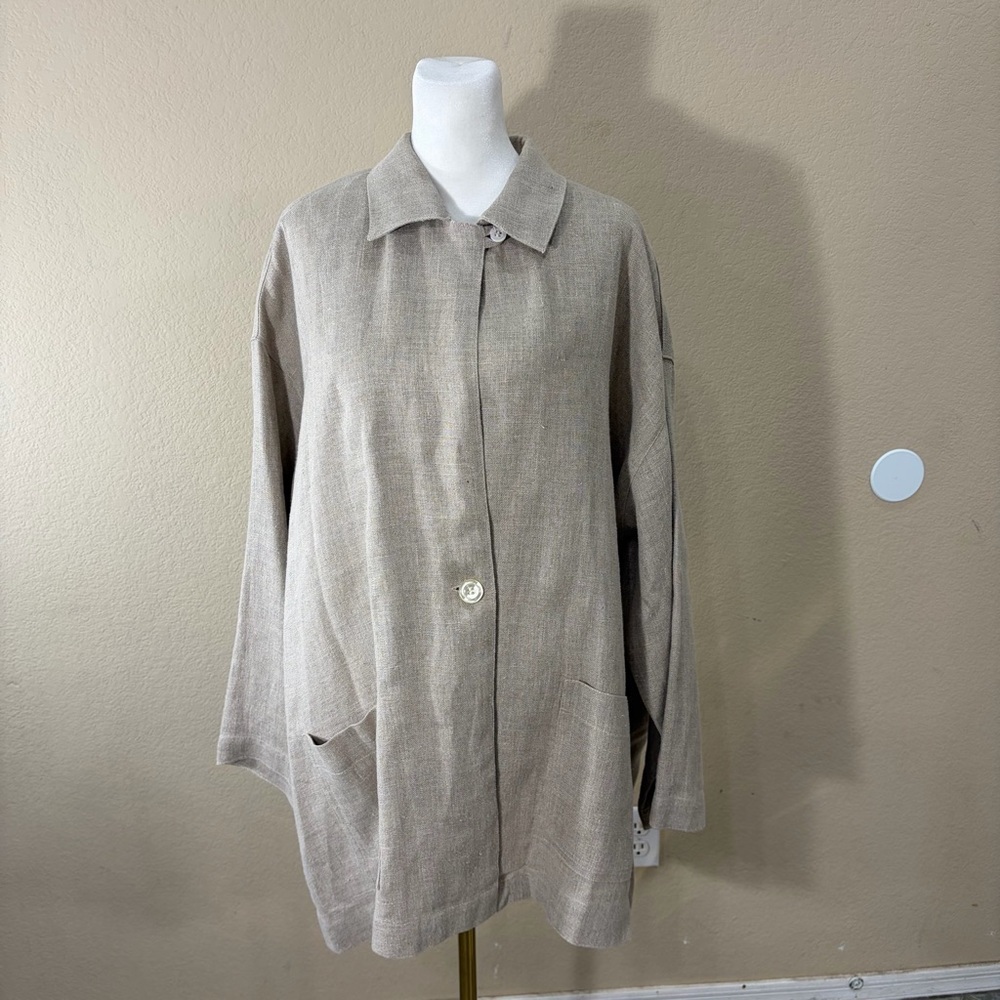 MenaCinque Button Up Blazer 100%Linen Made In Italy O/S Quiet Luxury Minimalist